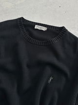 YSL Embroidered Logo Crewneck Knit Jumper (XL)