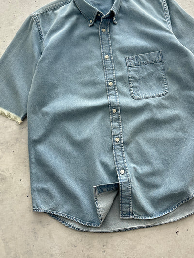 Balenciaga Raw Edge Spell Out Denim Shirt (L)