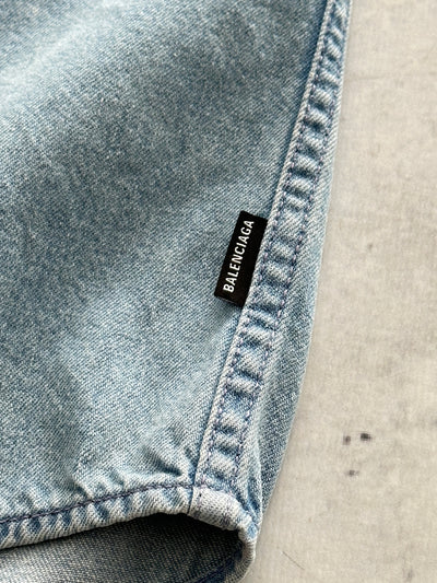 Balenciaga Raw Edge Spell Out Denim Shirt (L)