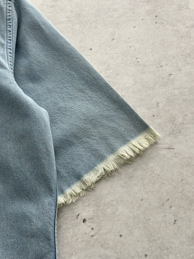 Balenciaga Raw Edge Spell Out Denim Shirt (L)