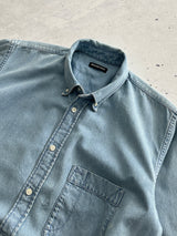 Balenciaga Raw Edge Spell Out Denim Shirt (L)