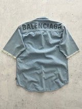 Balenciaga Raw Edge Spell Out Denim Shirt (L)