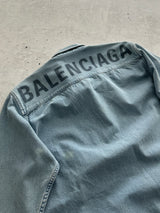 Balenciaga Raw Edge Spell Out Denim Shirt (L)