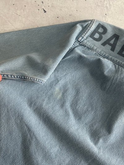 Balenciaga Raw Edge Spell Out Denim Shirt (L)