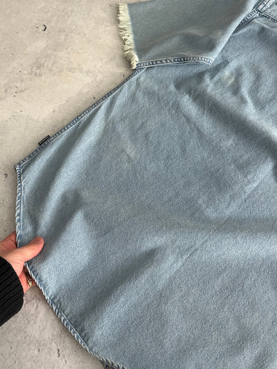 Balenciaga Raw Edge Spell Out Denim Shirt (L)