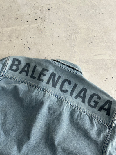 Balenciaga Raw Edge Spell Out Denim Shirt (L)