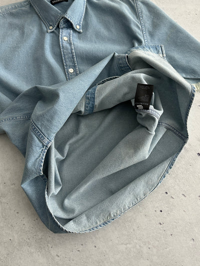 Balenciaga Raw Edge Spell Out Denim Shirt (L)