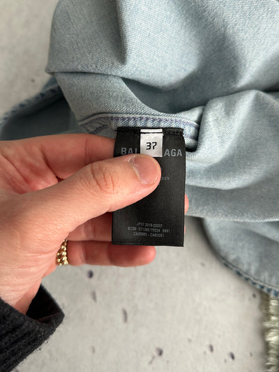 Balenciaga Raw Edge Spell Out Denim Shirt (L)