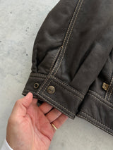 Vintage Timberland contrast stitch leather bomber jacket (M)