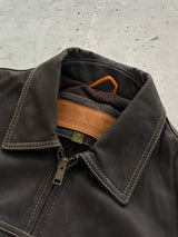 Vintage Timberland contrast stitch leather bomber jacket (M)