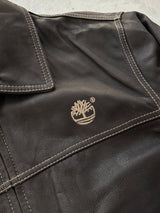 Vintage Timberland contrast stitch leather bomber jacket (M)