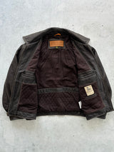 Vintage Timberland contrast stitch leather bomber jacket (M)
