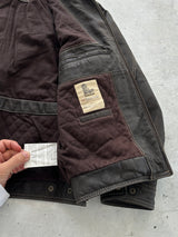 Vintage Timberland contrast stitch leather bomber jacket (M)