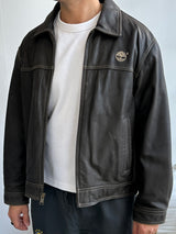 Vintage Timberland contrast stitch leather bomber jacket (M)