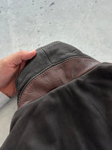 Vintage Timberland contrast stitch leather bomber jacket (M)