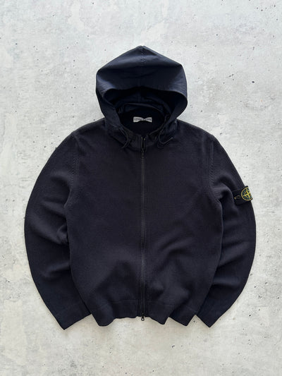 SS/08 Stone Island Nylon Hood Zip Up Knit Hoodie (M)
