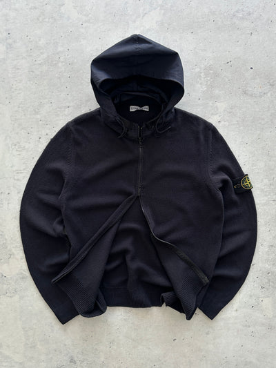 SS/08 Stone Island Nylon Hood Zip Up Knit Hoodie (M)