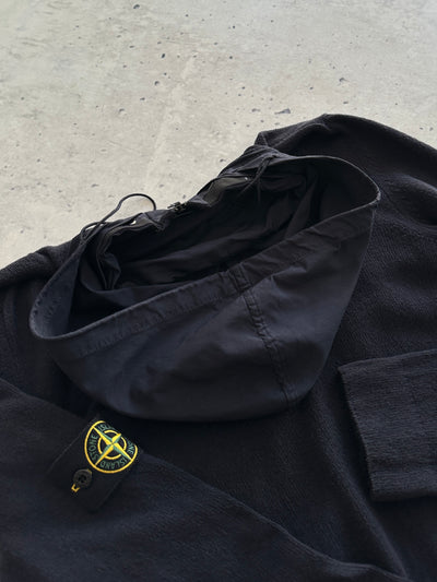 SS/08 Stone Island Nylon Hood Zip Up Knit Hoodie (M)
