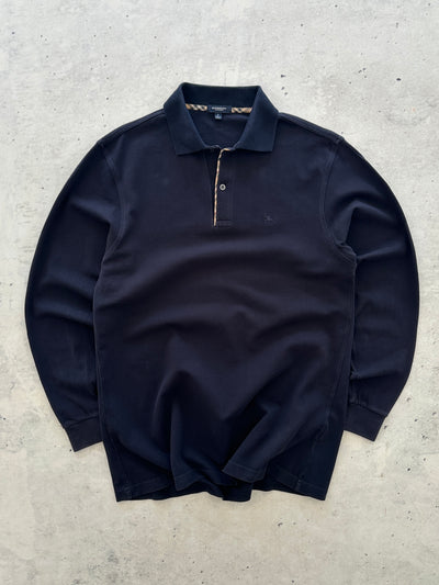 00's Burberry Nova Check Long Sleeve Polo Shirt (M)