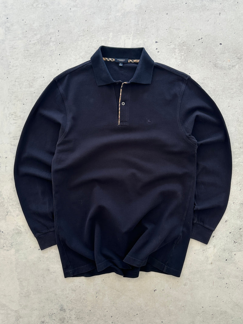 00's Burberry Nova Check Long Sleeve Polo Shirt (M)