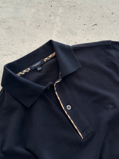 00's Burberry Nova Check Long Sleeve Polo Shirt (M)