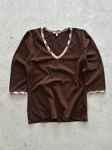 00's Burberry Nova Check 3/4 Sleeve Top (Women's L)