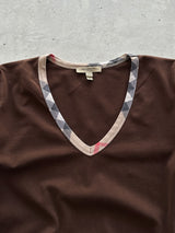 00's Burberry Nova Check 3/4 Sleeve Top (Women's L)