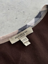 00's Burberry Nova Check 3/4 Sleeve Top (Women's L)