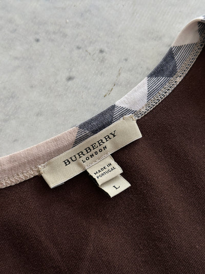 00's Burberry Nova Check 3/4 Sleeve Top (Women's L)
