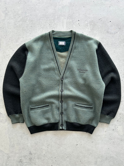 Vintage YSL Wool / Fleece Embroidered Logo Cardigan (L)