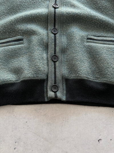Vintage YSL Wool / Fleece Embroidered Logo Cardigan (L)