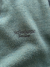 Vintage YSL Wool / Fleece Embroidered Logo Cardigan (L)