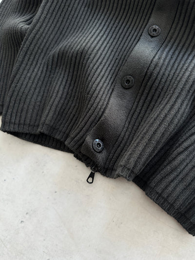 AW/05 Stone Island Ribbed Wool Knit Zip Up Jumper (S)