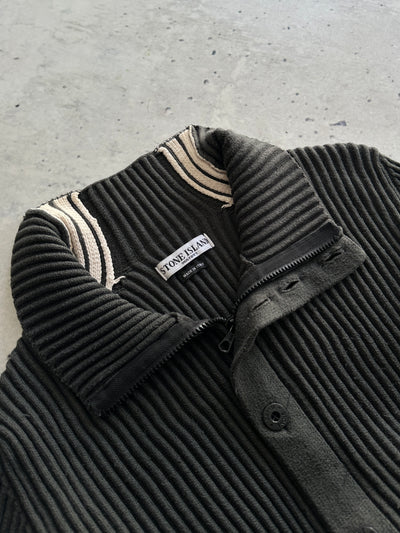 AW/05 Stone Island Ribbed Wool Knit Zip Up Jumper (S)