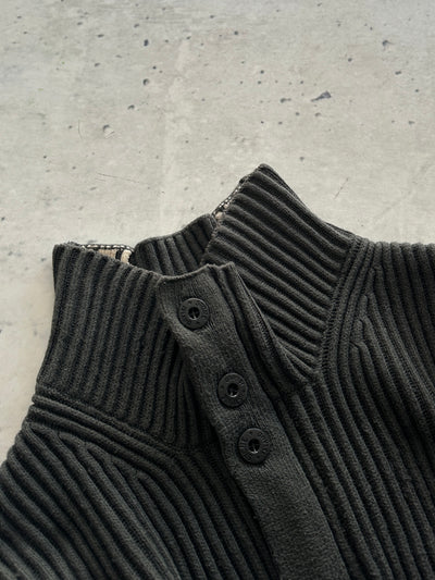 AW/05 Stone Island Ribbed Wool Knit Zip Up Jumper (S)