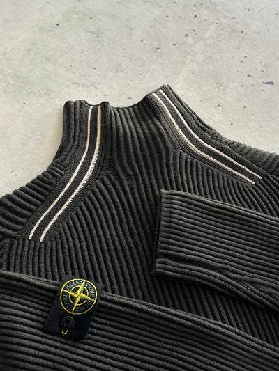 AW/05 Stone Island Ribbed Wool Knit Zip Up Jumper (S)