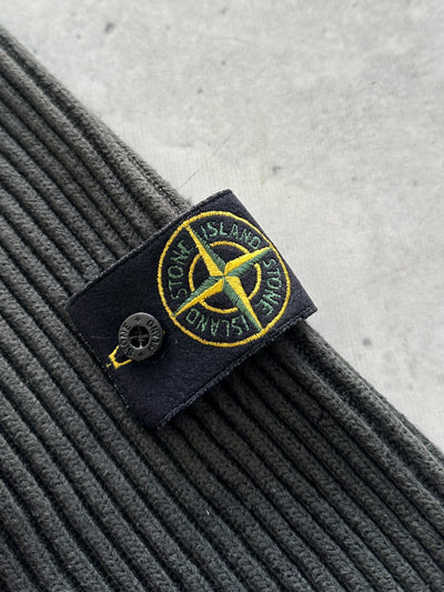 AW/05 Stone Island Ribbed Wool Knit Zip Up Jumper (S)