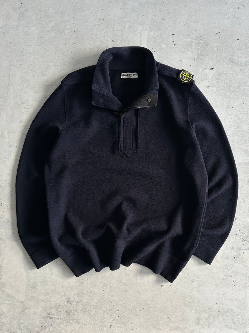 AW/08 Stone Island 1/4 Zip Wool Pullover Jumper (XL)
