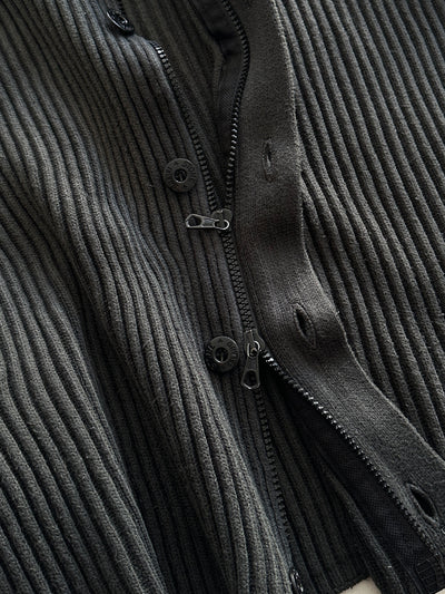 AW/05 Stone Island Ribbed Wool Knit Zip Up Jumper (S)