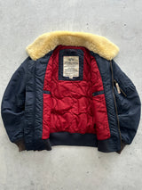 Alpha Industries Injector III Shearling Collar Zip Up Bomber Jacket (S)