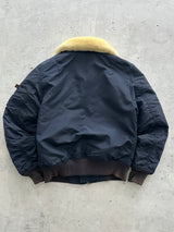 Alpha Industries Injector III Shearling Collar Zip Up Bomber Jacket (S)