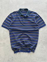 90's Ralph Lauren Denim Collar Stripe Polo Shirt (XXL)