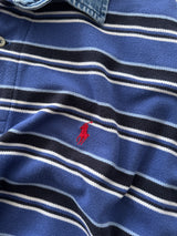 90's Ralph Lauren Denim Collar Stripe Polo Shirt (XXL)