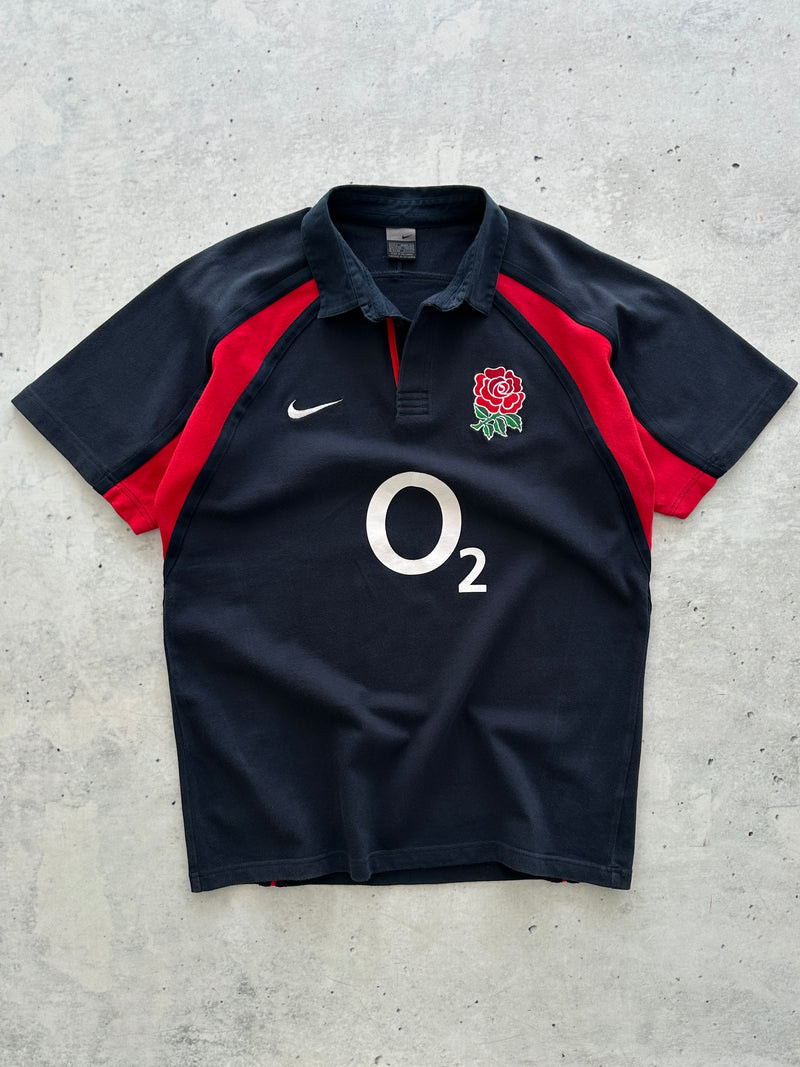 00's Nike England rugby Heavyweight Polo Shirt (L)