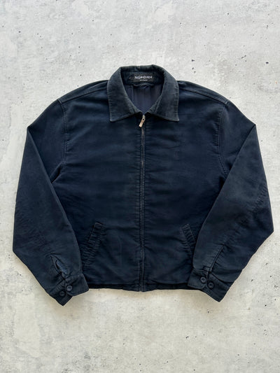 90's YSL chunky Brushed Cotton Zip Up Harrington Jacket (L)