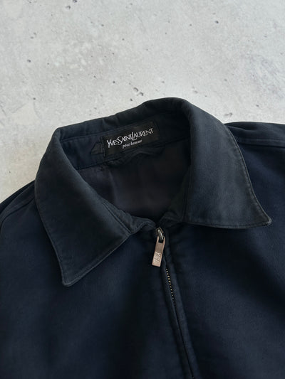 90's YSL chunky Brushed Cotton Zip Up Harrington Jacket (L)