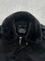 Schott Shearling Collar Zip Up Bomber Jacket (S)