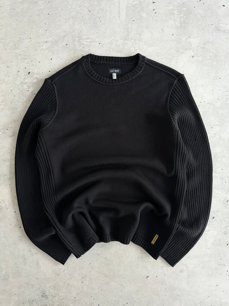 Armani Jeans Ribbed Wool Crewneck Knit Jumper (M)