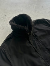 Schott Shearling Collar Zip Up Bomber Jacket (S)