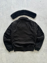 Schott Shearling Collar Zip Up Bomber Jacket (S)